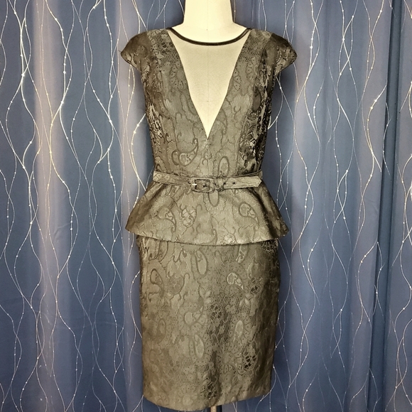 Eva Franco Black Lace Peplum Sheath Dress - Picture 2 of 5